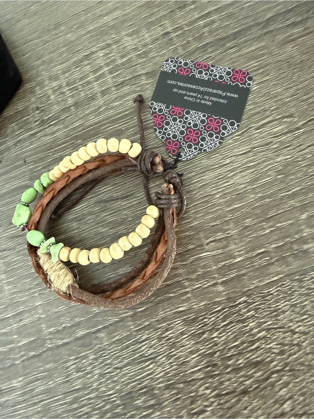 paparazzi Brown & Green Layered Boho Bracelet Set